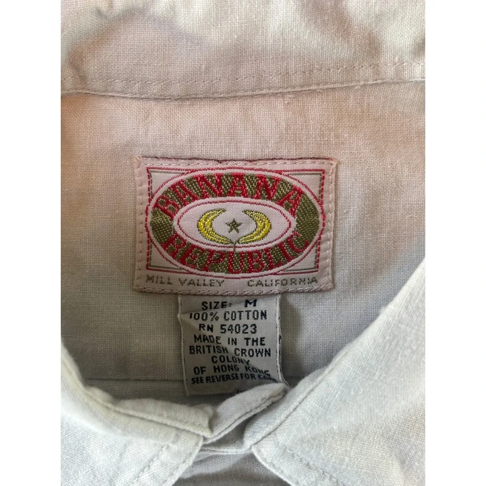 Banana Republic Vintage Safari Shirt Mens Medium Khaki Cotton Epaulets Mill
